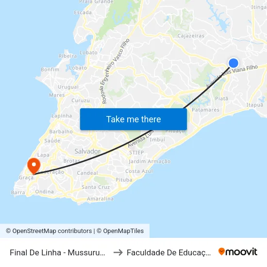 Final De Linha - Mussurunga | Setor L to Faculdade De Educação Da Ufba map