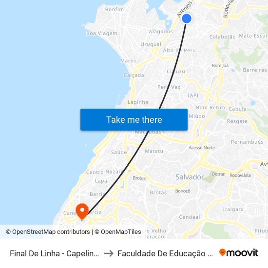 Final De Linha - Capelinha | Ida to Faculdade De Educação Da Ufba map