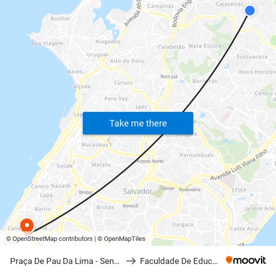 Praça De Pau Da Lima - Sentido Pau Da Lima to Faculdade De Educação Da Ufba map