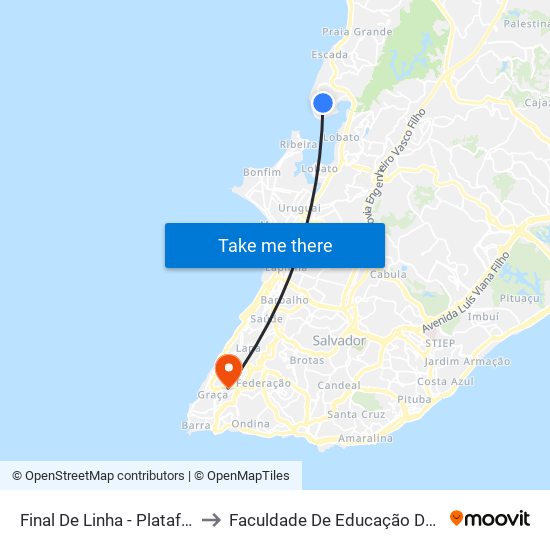 Final De Linha - Plataforma to Faculdade De Educação Da Ufba map
