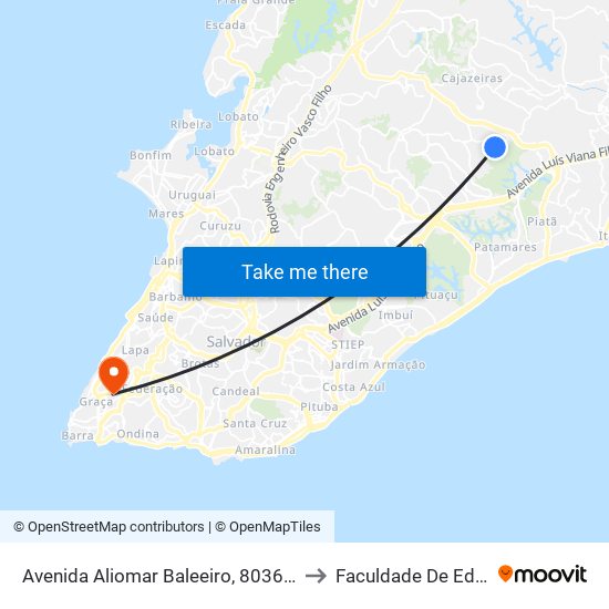 Avenida Aliomar Baleeiro, 8036 |  | Residencial Fórmula Sky to Faculdade De Educação Da Ufba map