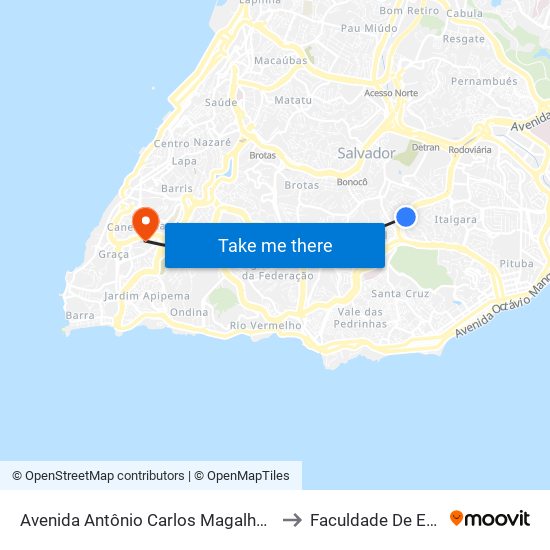 Avenida Antônio Carlos Magalhães | Hospital Teresa De Lisieux to Faculdade De Educação Da Ufba map