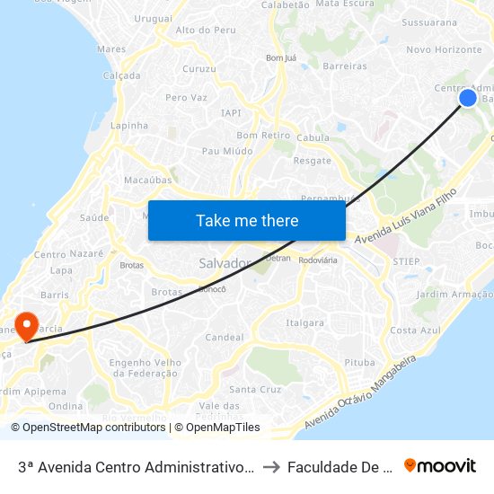 3ª Avenida Centro Administrativo Da Bahia | Cerb / Vila Policial Do Cab to Faculdade De Educação Da Ufba map