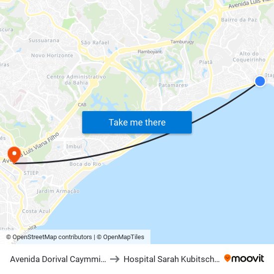 Avenida Dorival Caymmi, 9 to Hospital Sarah Kubitschek map