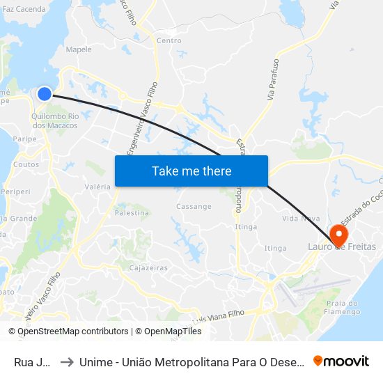 Rua Jam Filho to Unime - União Metropolitana Para O Desenvolvimento Da Educação E Cultura map