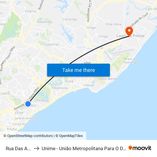 Rua Das Araras, 95 | Ida to Unime - União Metropolitana Para O Desenvolvimento Da Educação E Cultura map