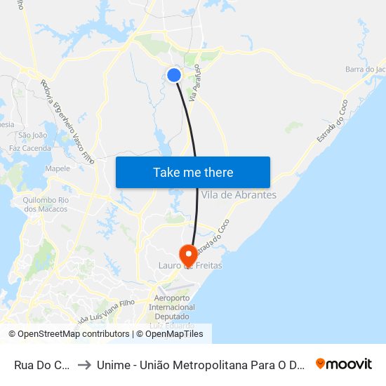 Rua Do Campo, 4201 to Unime - União Metropolitana Para O Desenvolvimento Da Educação E Cultura map