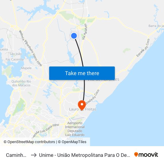 Caminho Sereno, 1 to Unime - União Metropolitana Para O Desenvolvimento Da Educação E Cultura map