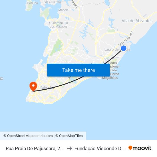 Rua Praia De Pajussara, 219-265 to Fundação Visconde De Cairu map