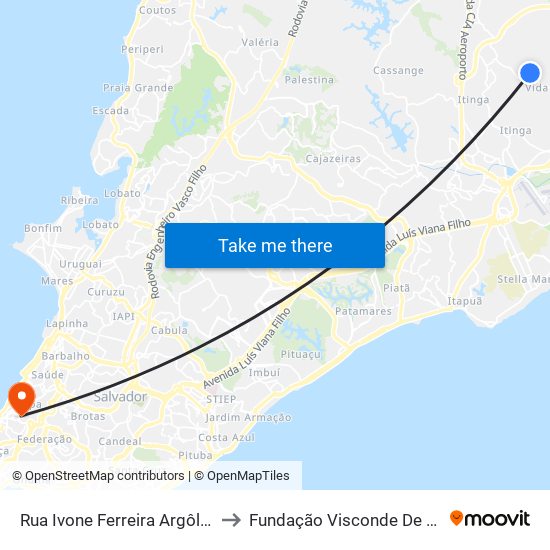 Rua Ivone Ferreira Argôlo, 10 to Fundação Visconde De Cairu map