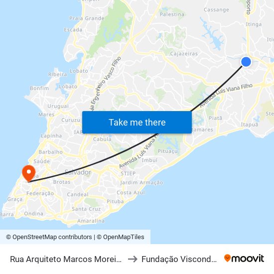 Rua Arquiteto Marcos Moreira Solter, 646 to Fundação Visconde De Cairu map