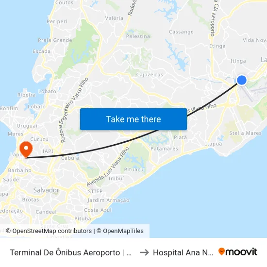 Terminal De Ônibus Aeroporto | Volta to Hospital Ana Nery map
