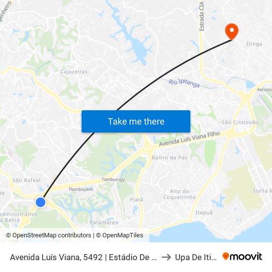 Avenida Luís Viana, 5492 | Estádio De Pituaçu to Upa De Itinga map