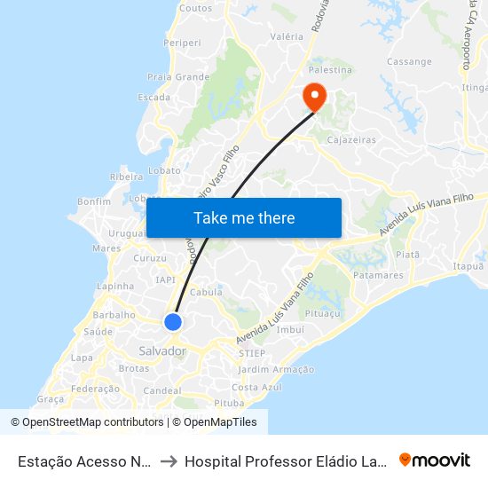 Estação Acesso Norte to Hospital Professor Eládio Lassére map