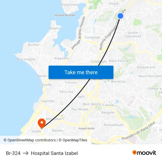 Br-324 to Hospital Santa Izabel map