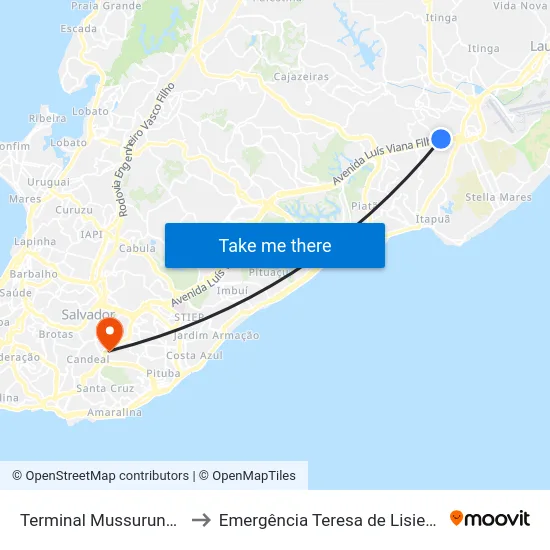 Terminal Mussurunga to Emergência Teresa de Lisieux map