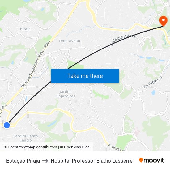 Estação Pirajá to Hospital Professor Eládio Lasserre map