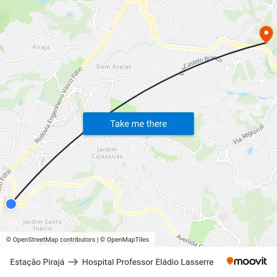 Estação Pirajá to Hospital Professor Eládio Lasserre map
