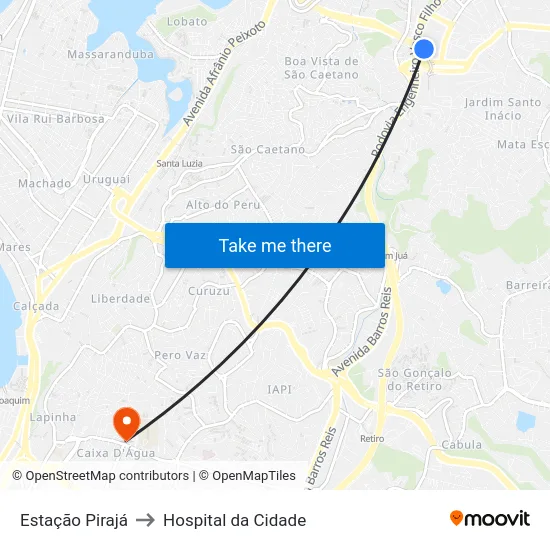 Estação Pirajá to Hospital da Cidade map