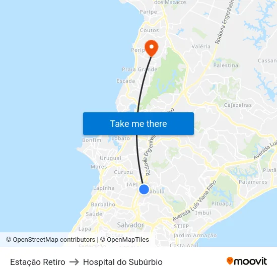Estação Retiro to Hospital do Subúrbio map