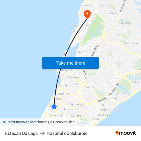 Estação Da Lapa to Hospital do Subúrbio map