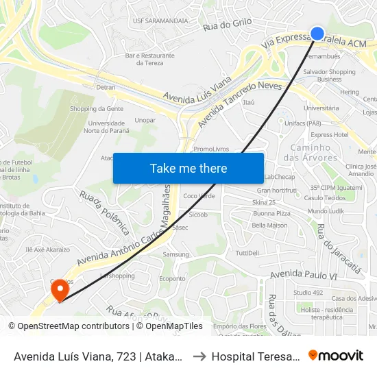 Avenida Luís Viana, 723 | Atakadão Atakarejo - Ida to Hospital Teresa de Lisieux map