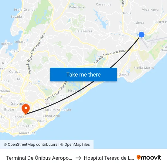Terminal De Ônibus Aeroporto | Ida to Hospital Teresa de Lisieux map