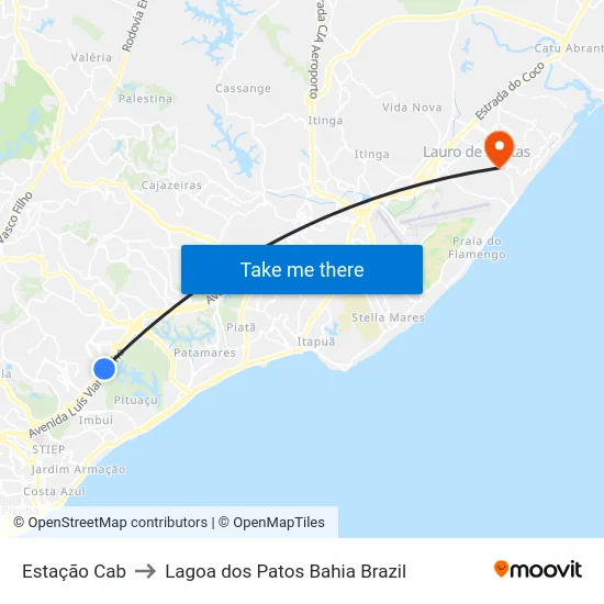 Estação Cab to Lagoa dos Patos Bahia Brazil map