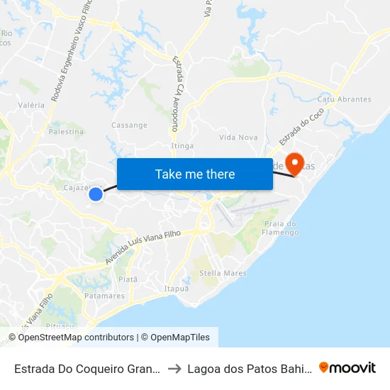 Estrada Do Coqueiro Grande, 1237 to Lagoa dos Patos Bahia Brazil map