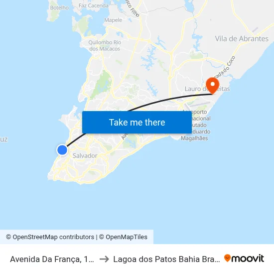Avenida Da França, 182 to Lagoa dos Patos Bahia Brazil map