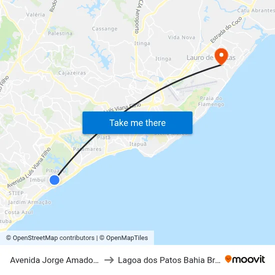 Avenida Jorge Amado, 59 to Lagoa dos Patos Bahia Brazil map