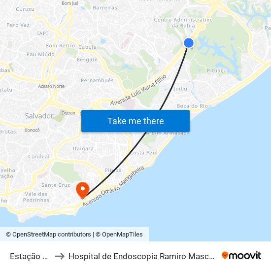 Estação Cab to Hospital de Endoscopia Ramiro Mascarenhas map