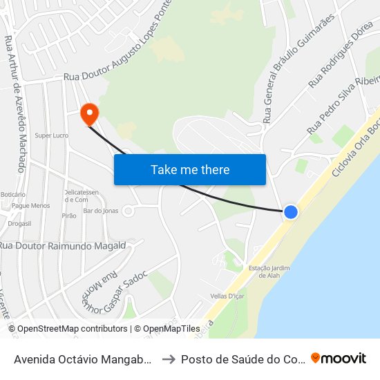 Avenida Octávio Mangabeira, 3915 to Posto de Saúde do Costa Azul map