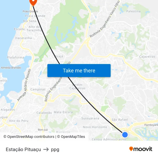 Estação Pituaçu to ppg map