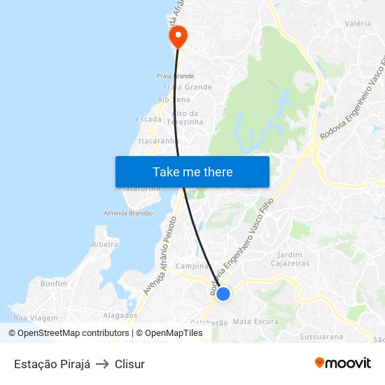 Estação Pirajá to Clisur map