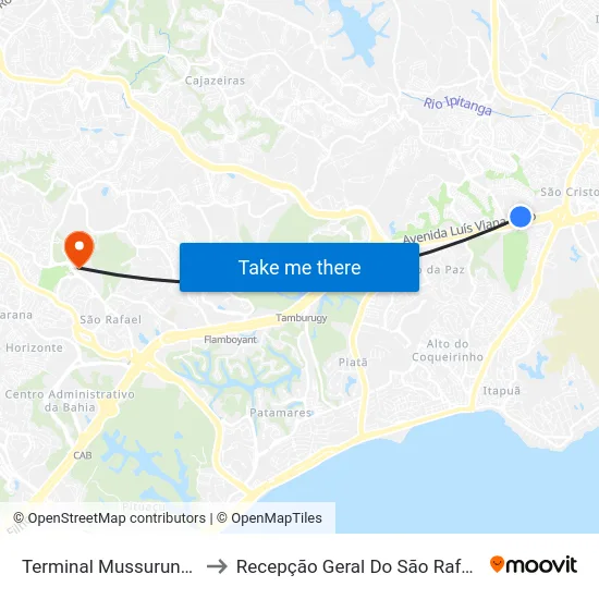 Terminal Mussurunga to Recepção Geral Do São Rafael map