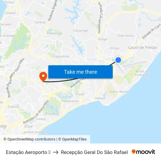 Estação Aeroporto ✈ to Recepção Geral Do São Rafael map