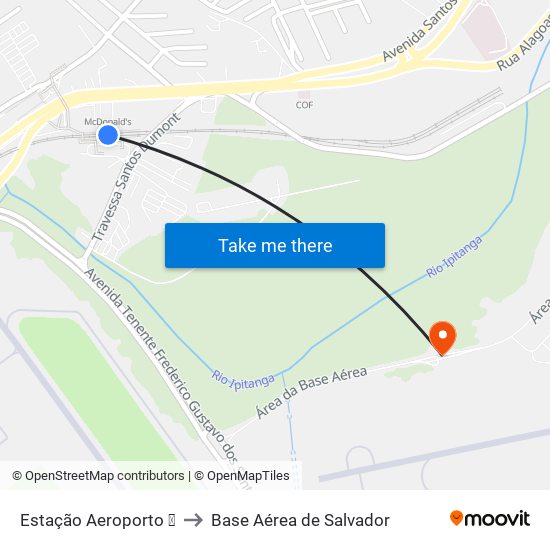 Estação Aeroporto ✈ to Base Aérea de Salvador map
