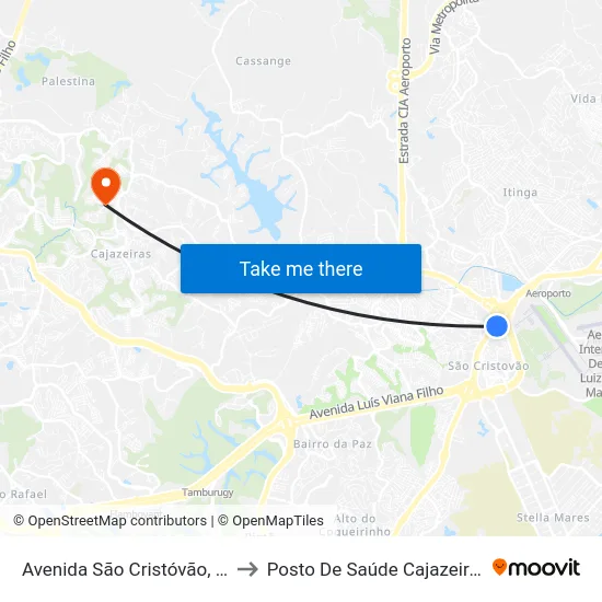 Avenida São Cristóvão, 8875 to Posto De Saúde Cajazeiras 10 map