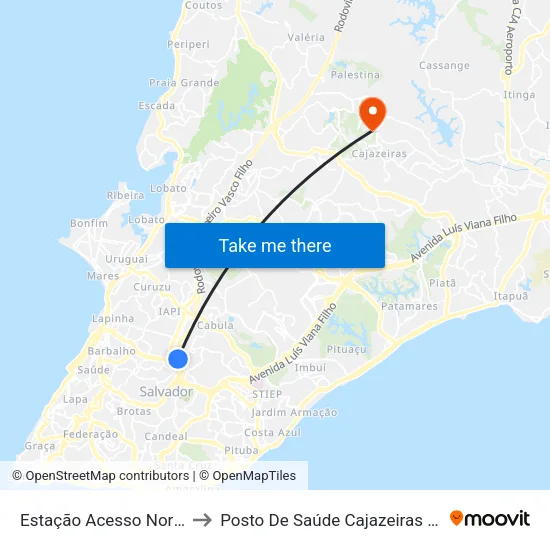 Estação Acesso Norte to Posto De Saúde Cajazeiras 10 map