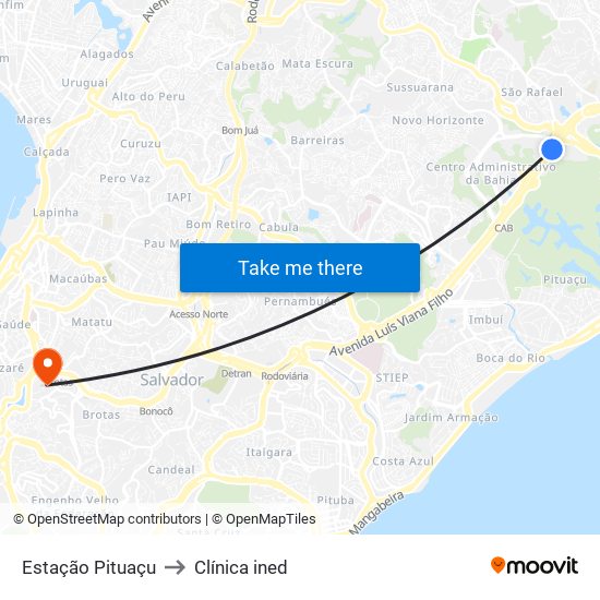 Estação Pituaçu to Clínica ined map