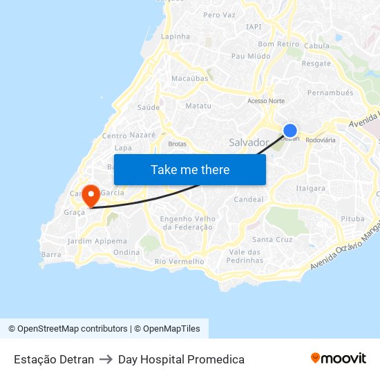 Estação Detran to Day Hospital Promedica map