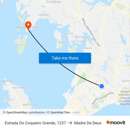 Estrada Do Coqueiro Grande, 1237 to Madre De Deus map