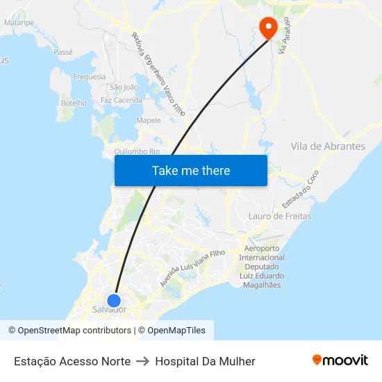 Estação Acesso Norte to Hospital Da Mulher map