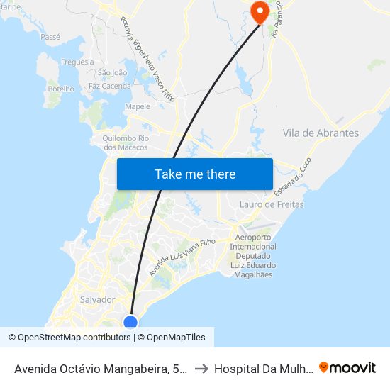 Avenida Octávio Mangabeira, 545 to Hospital Da Mulher map