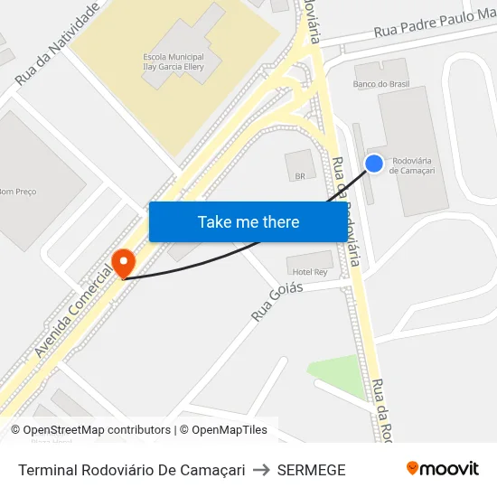 Terminal Rodoviário De Camaçari to SERMEGE map