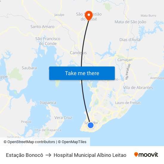 Estação Bonocô to Hospital Municipal Albino Leitao map