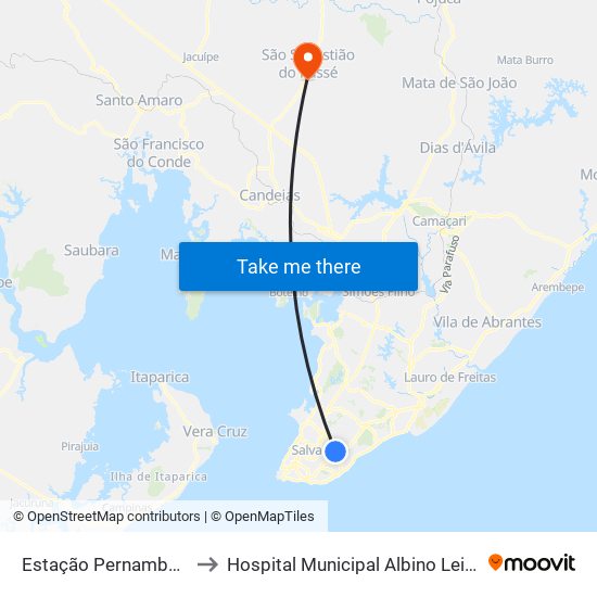 Estação Pernambués to Hospital Municipal Albino Leitao map