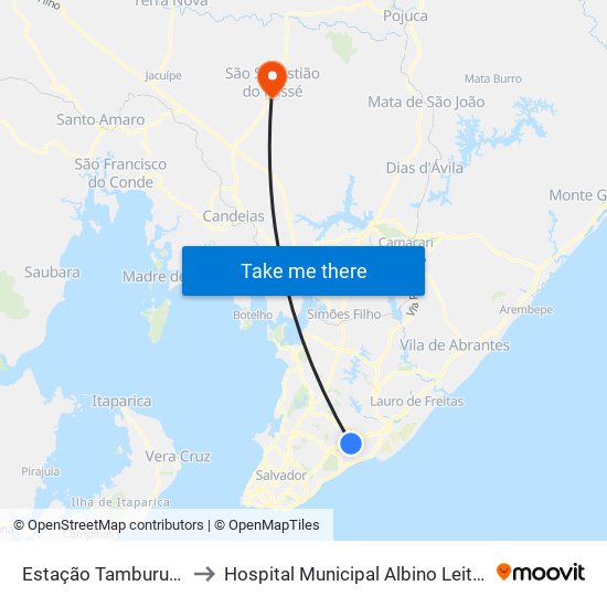 Estação Tamburugy to Hospital Municipal Albino Leitao map