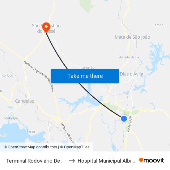 Terminal Rodoviário De Camaçari to Hospital Municipal Albino Leitao map